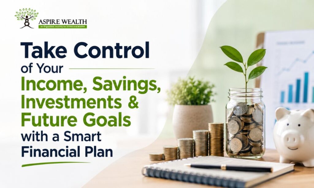 Financial Planning Checklist for Salaried Professionals in India illustrating income management, savings, investments, retirement planning, and wealth creation